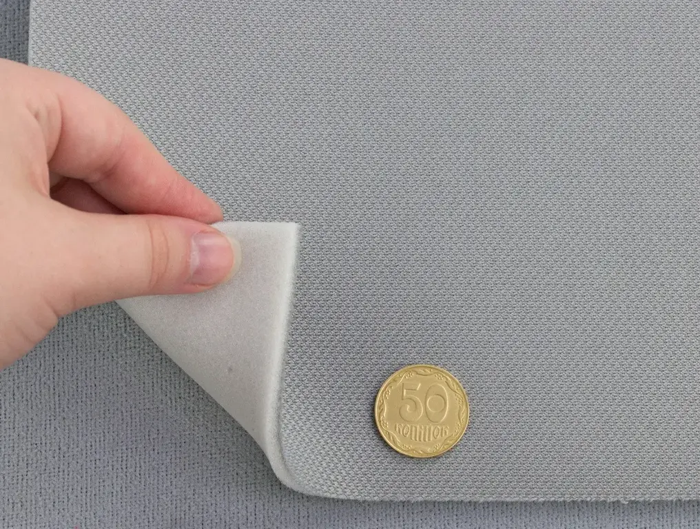 Автотканина стельова 1013, світло-сіра, поролон 4мм, ширина 150см