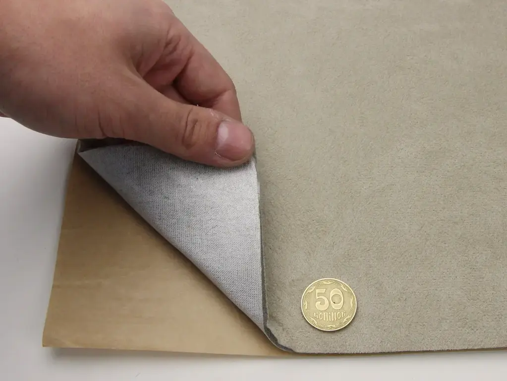 Автовелюр Антара бежевий, лист 74х100см – самоклейка на поролоні та сітці