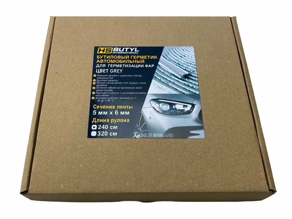 Герметизуючий бутиловий шнур HS butyl 5х6 мм (2.4 м) сірий