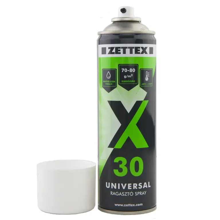 Аерозольний термостійкий до 110˚C клей ZETTEX X30 UNIVERSAL для для тканини, карпета, ковроліну, гуми, повсті, 500мл
