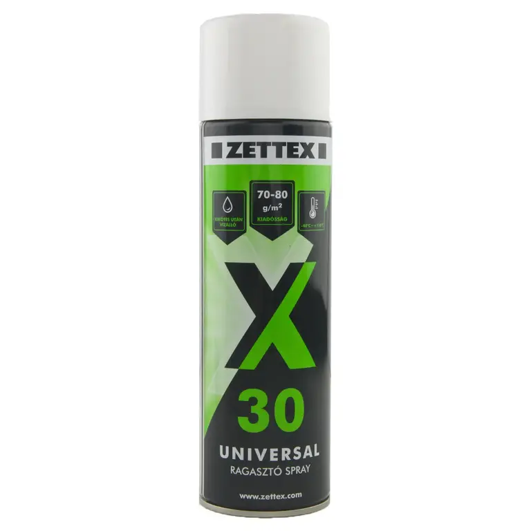 Аерозольний термостійкий до 110˚C клей ZETTEX X30 UNIVERSAL для для тканини, карпета, ковроліну, гуми, повсті, 500мл