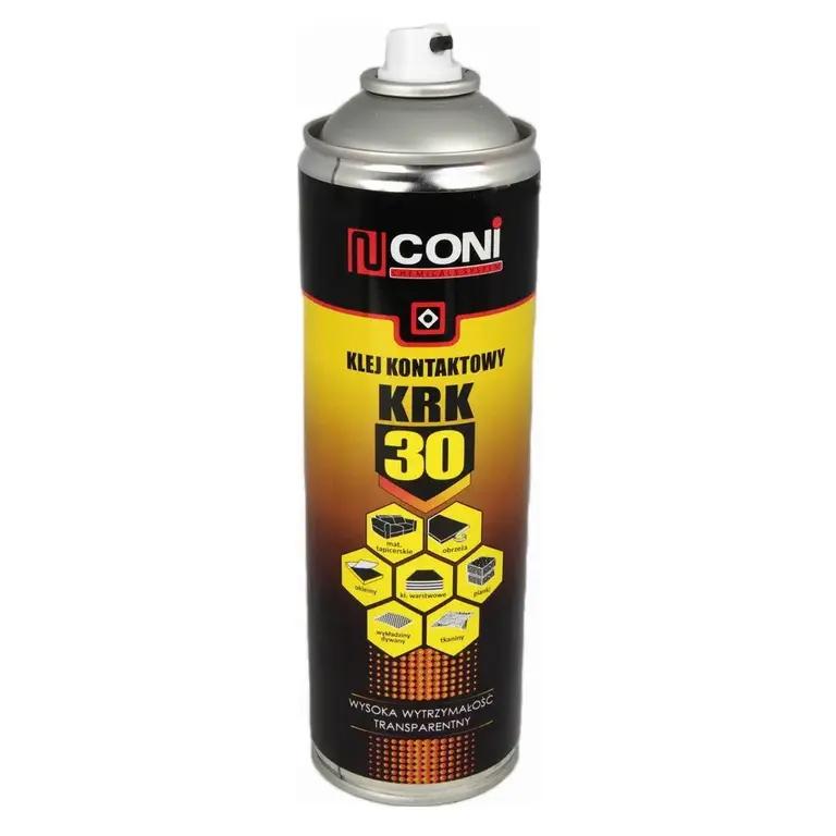 Аерозольний термостійкий клей CONI KRK 30 (до 125 °C) для тканини, карпета, ковроліну, шкірозамінника, 500мл