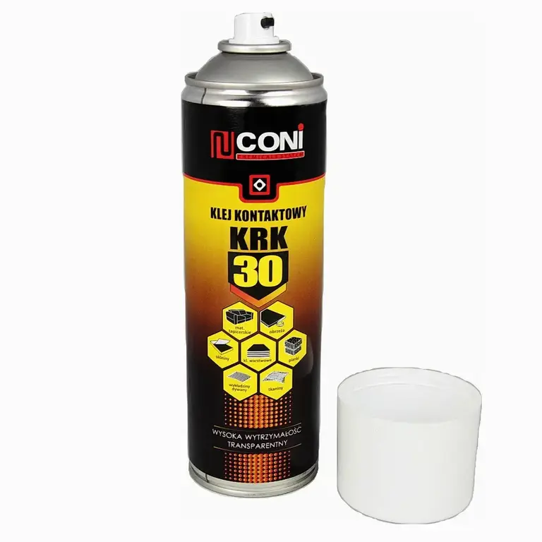 Аерозольний термостійкий клей CONI KRK 30 (до 125 °C) для тканини, карпета, ковроліну, шкірозамінника, 500мл