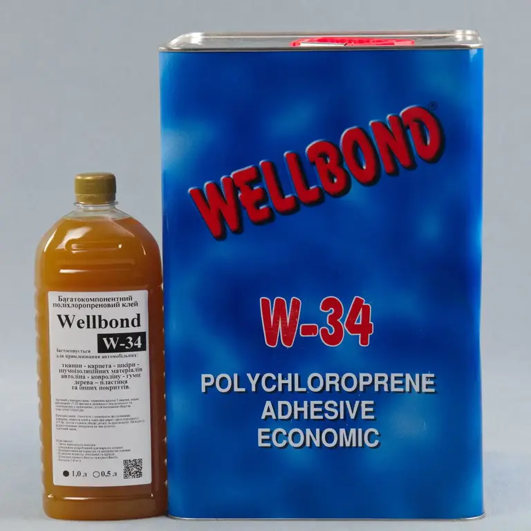Поліхлоропреновий клей Wellbond W-34, 1.0 л з підвищеною термостійкістю