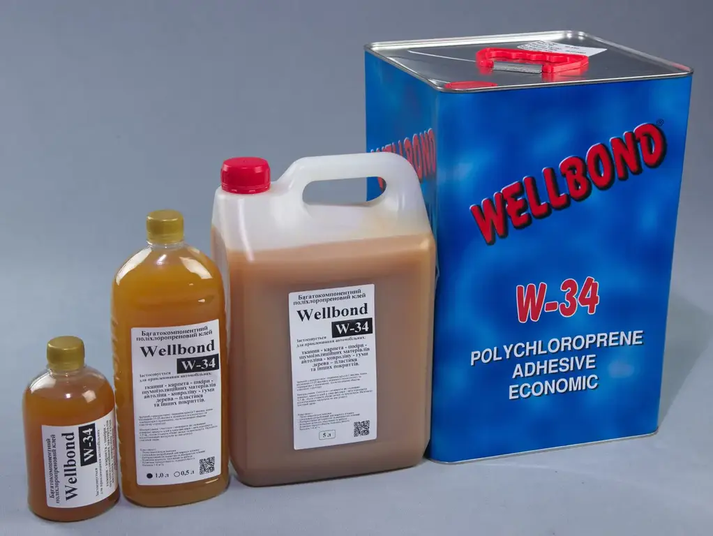 Поліхлоропреновий клей Wellbond W-34, 1.0 л з підвищеною термостійкістю