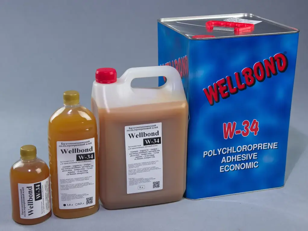 Поліхлоропреновий клей Wellbond W-34, 0.5 л з підвищеною термостійкістю