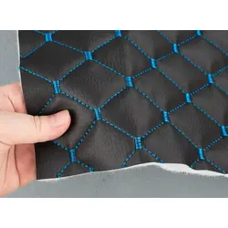 Шкірзам стьобаний чорний «Ромб» (прошитий морська хвиля ниткою) на синтепоном і флізеліном, ширина 1,35м