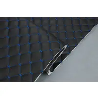 Шкірзам стьобаний чорний «Ромб» (прошитий синьою ниткою) дубльований синтепоном і флізеліном, ширина 1,35м