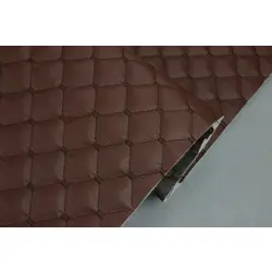 Шкірзам стьобаний коричневий «Ромб» (прошитий темно-коричневою ниткою) дубльований синтепоном і флізеліном, ширина 1,35 м