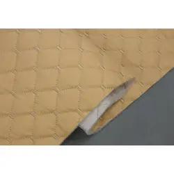 Шкірзам стьобаний бежевий «Ромб» (прошитий молочною ниткою) дубльований синтепоном і флізеліном, ширина 1,35 м