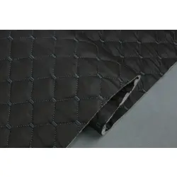Шкірзам стьобаний чорний «Ромб» (прошитий темно-сірою ниткою) дубльований синтепоном і флізеліном, ширина 1,35 м