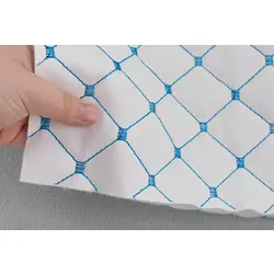 Шкірзам стьобаний білий «Ромб» (прошитий блакитно-бірюзовою ниткою) дубльований синтепоном і флізеліном, ширина 1,35 м