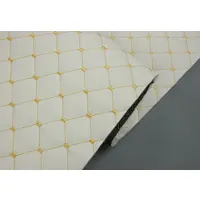 Шкірзам стьобаний білий «Ромб» (прошитий золотою ниткою) дубльований синтепоном і флізеліном, ширина 1,35 м