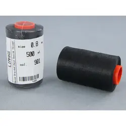 Нитка для перетяжки керма вощена 901 (колір чорний), товщина 0.8 мм, довжина 500 метрів "Туреччина"