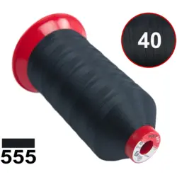 Нитка POLYART (ПОЛІАРТ) N40 555 чорна з відтінком зеленого, для пошиття чохлів на автомобільні сидіння і кермо, 3000м