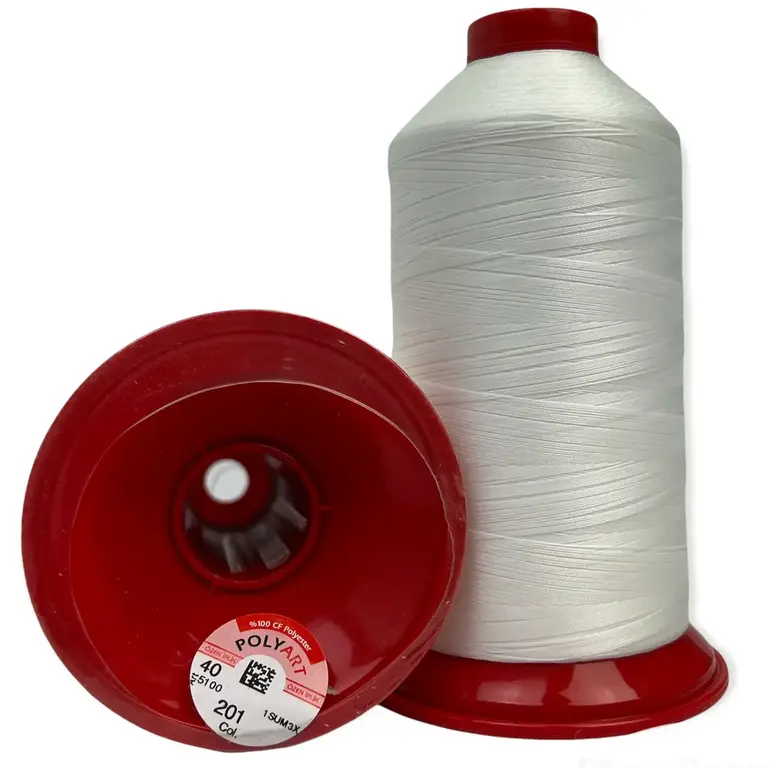 Нитка швейна POLYART N40 слонова кістка (201) для автомобільних чохлів і керма, 3000 м