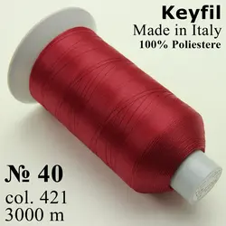 Нитка KEYFIL 100% поліестер, товщина № 40, 421 червона, довжина 3000м, Італія