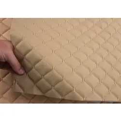 Стьобаний шкірзам Maldive "Ромб бежевий" з бежевою ниткою, на поролоні 7мм, флізелін, ширина 1,35 м, Туреччина