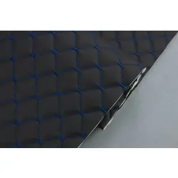 Стьобаний шкірзам Maldive "чорний Ромб" з синьою ниткою, на поролоні 7мм, флізелін, ширина 1,35 м, Туреччина