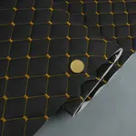 Стьобаний шкірзам Maldive чорний «Ромб» (темно-золота нитка) Мініатюра 3