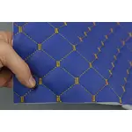 Стьобаний шкірзам Ромб синій" із темно-золотою ниткою з поролоном 7мм Мініатюра 1