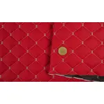 Стьобаний шкірзам Hercul червоний «Ромб» (бежева нитка) Мініатюра 1