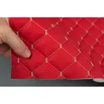 Стьобаний шкірзам Hercul червоний «Ромб» (бежева нитка) Мініатюра 2