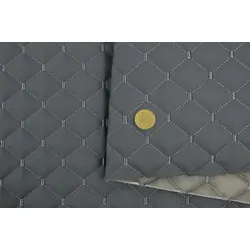 Стьобаний шкірозамінник Hercul "Ромб" сірий з сірою ниткою, на поролоні 7мм, флізеліні, ширина 1,35м, Туреччина