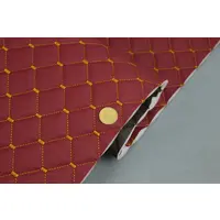 Стьобаний шкірозамінник Hercul "Ромб" бордовий з темно-золотою ниткою, на поролоні 7мм, флізеліні, ширина 1,35м, Туреччина