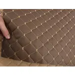 Стьобаний шкірзам Maldive "Коричнево-бежевий ромб" з бежевою ниткою Мініатюра 1