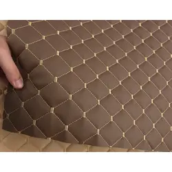 Стьобаний шкірзам Maldive "Ромб коричнево-бежевий" з бежевою ниткою, на поролоні 7мм, ширина 1,35м, Туреччина