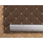 Стьобаний шкірзам Maldive "Коричнево-бежевий ромб" з бежевою ниткою Мініатюра 3