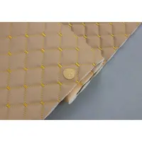 Стьобаний шкірозамінник Maldive "Ромб" кремовий з золотою ниткою, на поролоні 7мм, флізеліні, ширина 1,35м, Туреччина