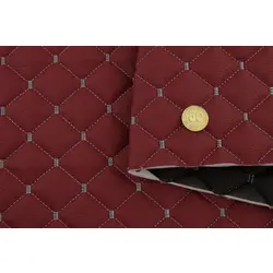 Стьобаний шкірозамінник Hercul "Ромб" бордовий з світло-сірою ниткою, на поролоні 7мм, флізеліні, ширина 1,35м, Туреччина
