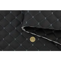 Стьобаний шкірзам Maldive "Ромб" чорний з сірою ниткою, на поролоні 7мм, флізелін, ширина 1,35 м Туреччина