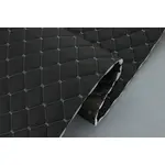 Прошитий шкірзам псевдо-перфорований чорний «Ромб» (сіра нитка) Мініатюра 1