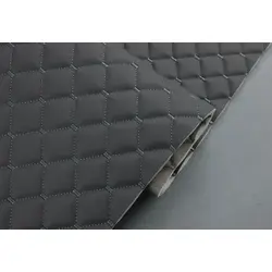 Стьобаний шкірзам Maldive "Ромб" темно-сірий з темно-сірою ниткою, на поролоні і флізелін 7мм, ширина 1,35 м Туреччина