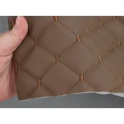 Стьобаний шкірзам Maldive "Ромб коричнево-бежевий" з коричневою ниткою, на поролоні 7мм, ширина 1,35м, Туреччина