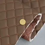 Стьобаний шкірзам Maldive "Коричнево-бежевий ромб" з коричневою ниткою Мініатюра 3