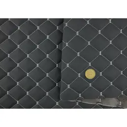 Стьобаний шкірзам Maldive "Ромб" темно-сірий з світло-сірою ниткою, на поролоні і флізелін 7мм, ширину 1,35 м Туреччина