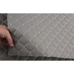 Стьобаний шкірзам Maldive "Ромб сірий" із світло-сірою ниткою, на поролоні 7мм і флізелін, ширина 1,35 м, Туреччина