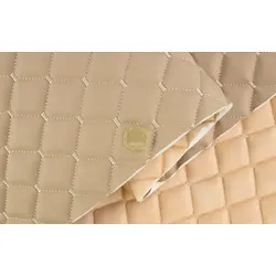 Стьобаний шкірозамінник Maldive "Ромб" кремовий з світло-бежевою ниткою, на поролоні 7мм, флізеліні, ширина 1,35м, Туреччина