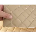 Стьобаний шкірзам Maldive кремовий «Ромб» (світло-бежева нитка) Мініатюра 2