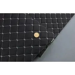 Стьобаний шкірзам Maldive "чорний Ромб" з світло-сірою ниткою, на поролоні 7мм, флізелін, ширина 1,35 м, Туреччина