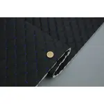 Прошитий шкірзам псевдо-перфорований чорний «Ромб» (синя нитка) Мініатюра 1