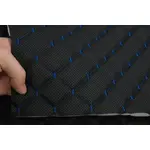 Прошитий шкірзам псевдо-перфорований чорний «Ромб» (синя нитка) Мініатюра 2