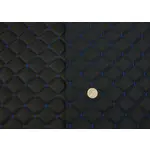 Прошитий шкірзам псевдо-перфорований чорний «Ромб» (синя нитка) Мініатюра 3