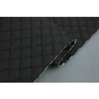 Прошитий шкірзам псевдо-перфорований "Ромб" чорний з чорною ниткою, на поролоні 7мм, ширина 1,35м Туреччина