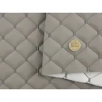 Стьобаний шкірзам Maldive "Ромб" сірий з темно-сірою ниткою, на поролоні 7мм і флізелін, ширина 1,35 м Туреччина
