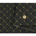 Стьобаний шкірзам Maldive чорний «Ромб» (жовта нитка) Мініатюра 1
